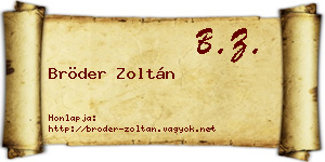 Bröder Zoltán névjegykártya